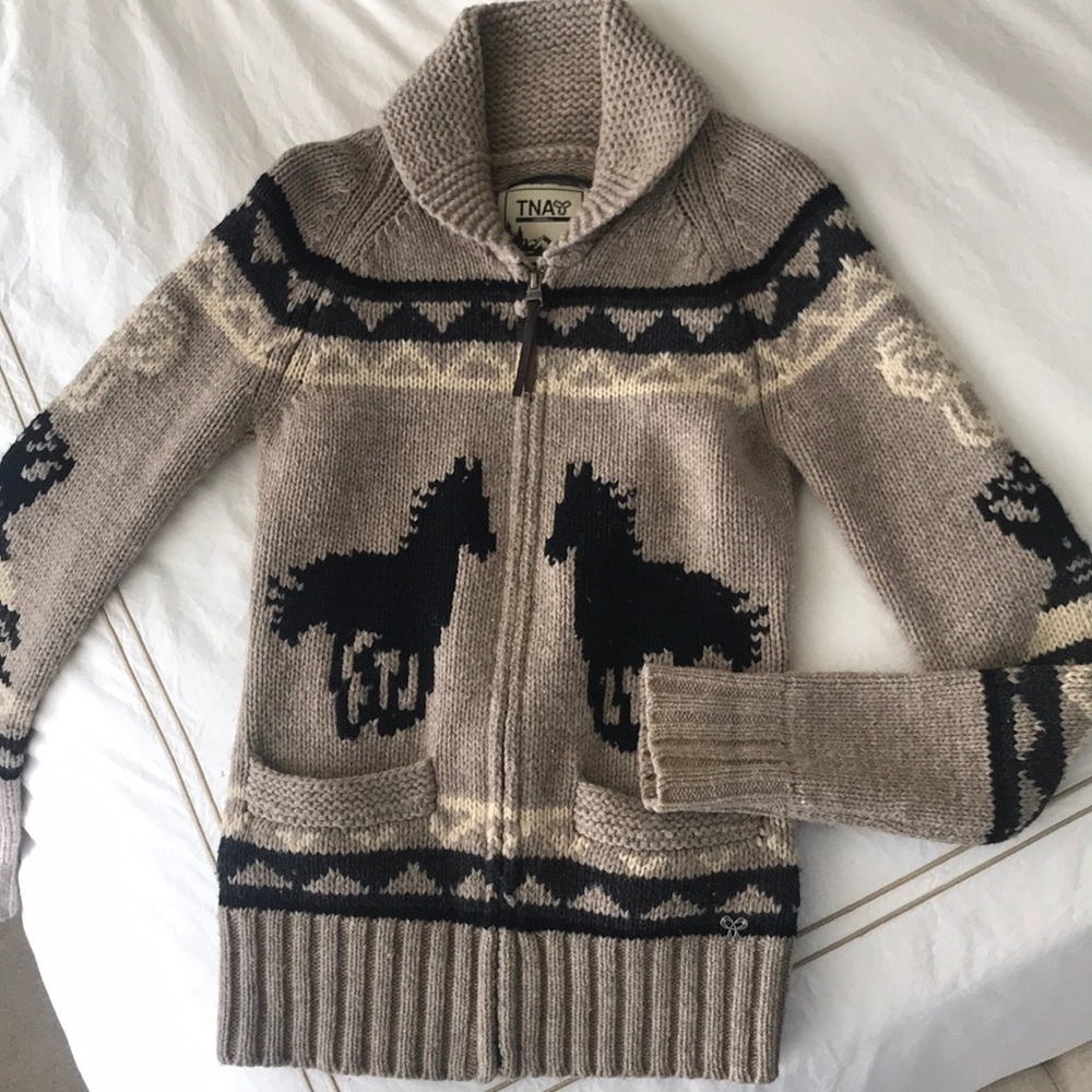 Aritzia TNA lambswool zip up.